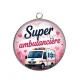 Pendentif Cabochon Argent - super ambulancière