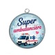Pendentif Cabochon Argent - super ambulancière