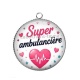 Pendentif Cabochon Argent - super ambulancière