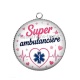Pendentif Cabochon Argent - super ambulancière