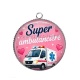 Pendentif Cabochon Argent - super ambulancière