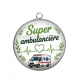 Pendentif Cabochon Argent - super ambulancière