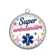 Pendentif Cabochon Argent - super ambulancière