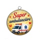 Pendentif Cabochon Argent - super ambulancière