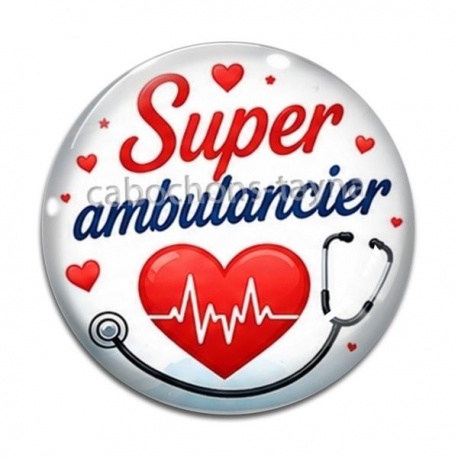 Cabochon Verre - super ambulancier