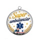 Pendentif Cabochon Argent - super ambulancier