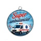 Pendentif Cabochon Argent - super ambulancier