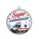 Pendentif Cabochon Argent -  super ambulancier
