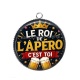Pendentif Cabochon Argent - le roi de l'apéro c'est toi
