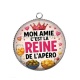 Pendentif Cabochon Argent - mon amie c'est la reine de l'apéro
