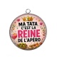 Pendentif Cabochon Argent - ma tata c'est la reine de l'apéro