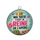 Pendentif Cabochon Argent - ma tatie c'est la reine de l'apéro