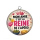 Pendentif Cabochon Argent - mon amie c'est la reine de l'apéro