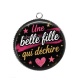 Pendentif Cabochon Argent - une belle fille qui déchire