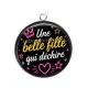 Pendentif Cabochon Argent - une belle fille qui déchire