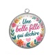 Pendentif Cabochon Argent - une belle fille qui déchire