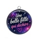 Pendentif Cabochon Argent - une belle fille qui déchire