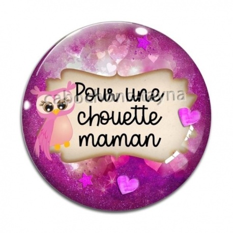 Cabochon Verre - chouette maman