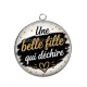Pendentif Cabochon Argent - une belle fille qui déchire