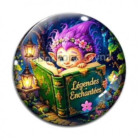 Cabochon Verre - Troll magique légendes enchantées