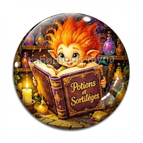 Cabochon Verre - Troll magique potions et sortilèges