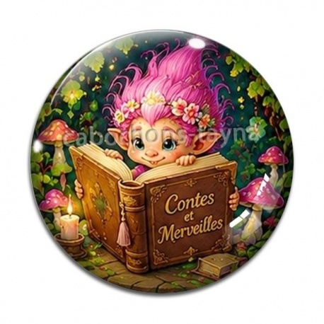 Cabochon Verre - Troll magique livre contes et merveilles