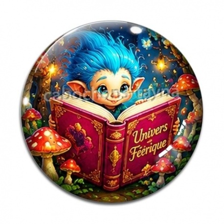 Cabochon Verre - Troll livre univers féerique