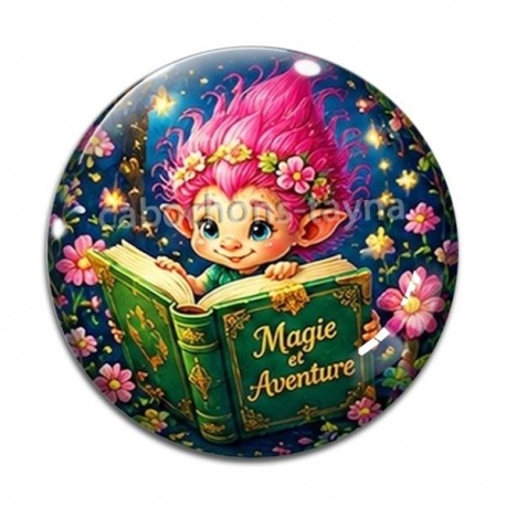 Cabochon Verre - Troll magique livre magie et aventure