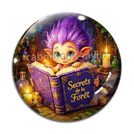 Cabochon Verre - Troll magique livre secret de la forêt