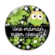 Cabochon Verre - chouette maman