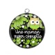 Pendentif Cabochon Argent - chouette maman