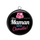 Pendentif Cabochon Argent - chouette maman