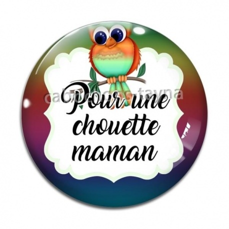 Cabochon Verre - chouette maman