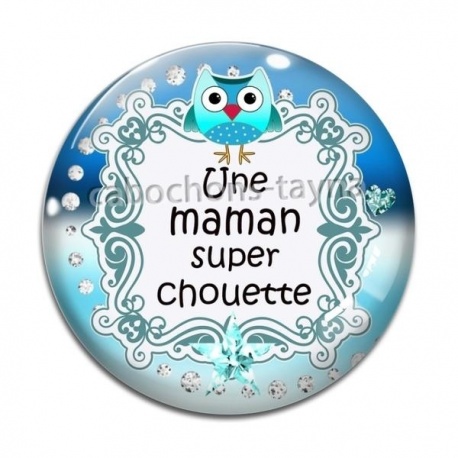Cabochon Verre - chouette maman