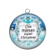 Pendentif Cabochon Argent - chouette maman