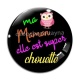 Cabochon Verre - chouette maman