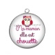 Pendentif Cabochon Argent - chouette maman