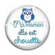 Cabochon Verre - chouette maman