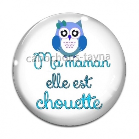 Cabochon Verre - chouette maman