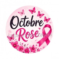 Octobre Rose ruban rose – Cabochon verre ou résine – Badge, porte-clés, magnet, miroir