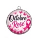 Pendentif Cabochon Argent - octobre rose