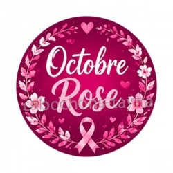 Octobre Rose ruban rose – Cabochon verre ou résine – Badge, porte-clés, magnet, miroir