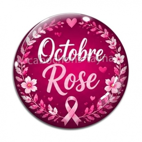 Cabochon Verre - octobre rose