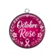 Pendentif Cabochon Argent - octobre rose