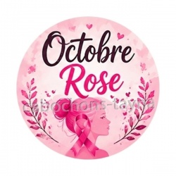 Octobre Rose – Cabochon verre ou résine – Badge, porte-clés, magnet, miroir