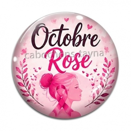 Cabochon Verre - octobre rose