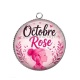 Pendentif Cabochon Argent - octobre rose