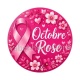 Octobre Rose ruban rose – Cabochon verre ou résine – Badge, porte-clés, magnet, miroir
