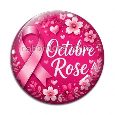 Cabochon Verre - octobre rose