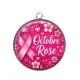 Pendentif Cabochon Argent - octobre rose